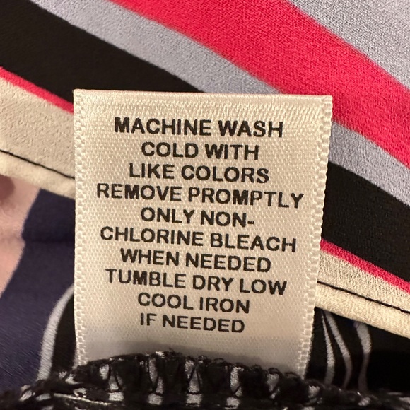 ELLE Top Blouse Stripe Sleeveless Peplum Hem Crewneck Multi-Color Medium - Picture 9 of 10